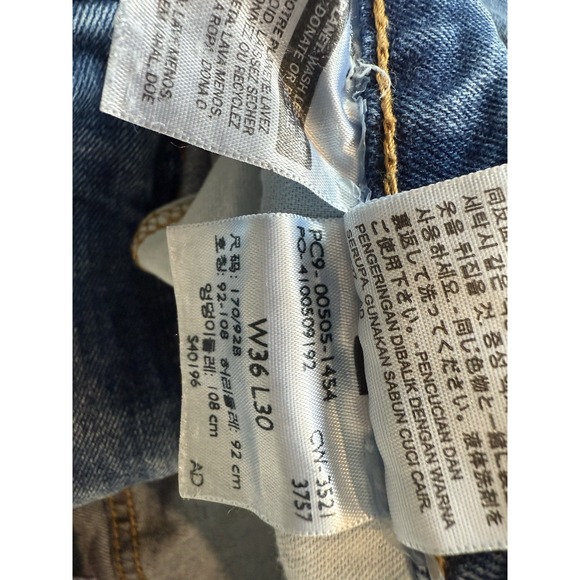 Levis 505 Jeans Mens 36x30 Blue Dark Wash Cotton Regular Fit Denim‎ Workwear - Picture 7 of 9